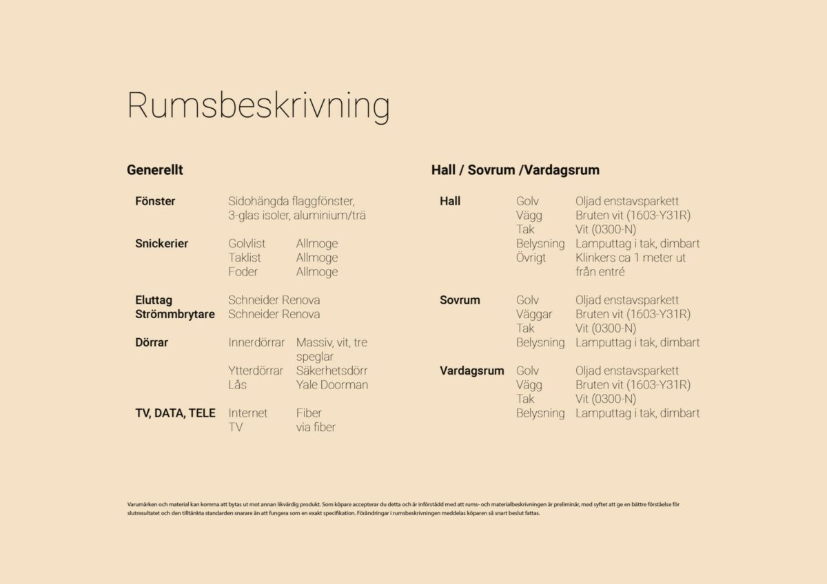 Rumsbeskrivning B-hus